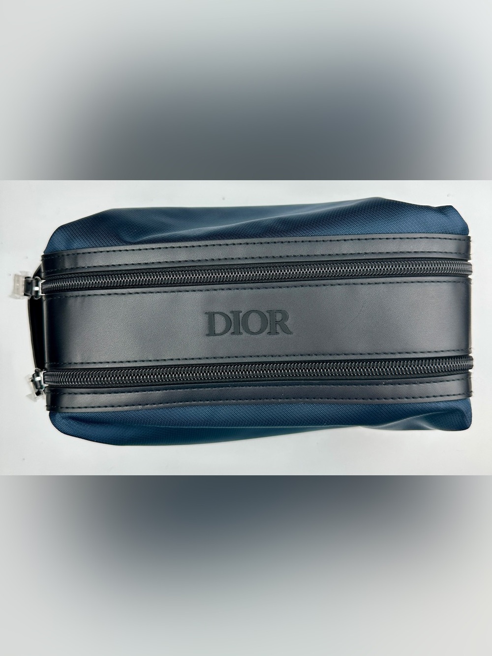 Dior Beauty Navy Black Double Zip Toiletry Bag Dopp Kit Travel Case NEW